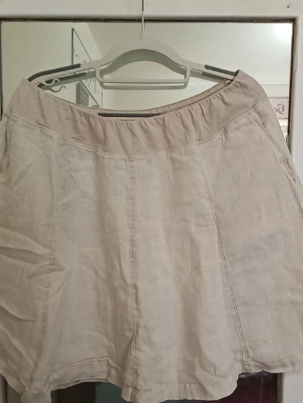 CASLON Light Beige Linen Skirt